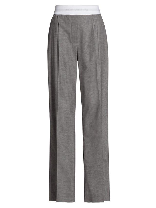 Womens Wool-Blend Elasticized Pleated Pants Product Image