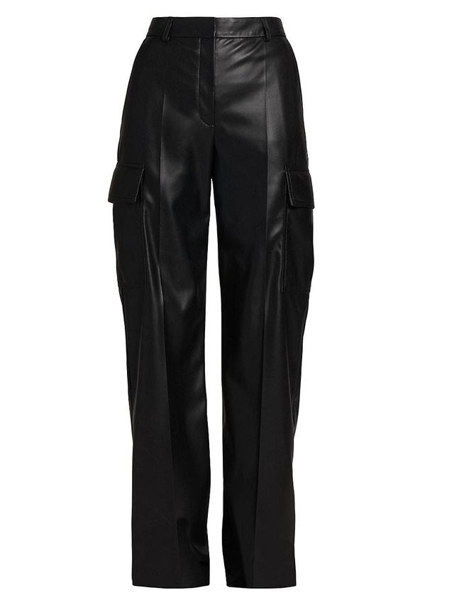 Womens Faux Leather Cargo Pants Product Image