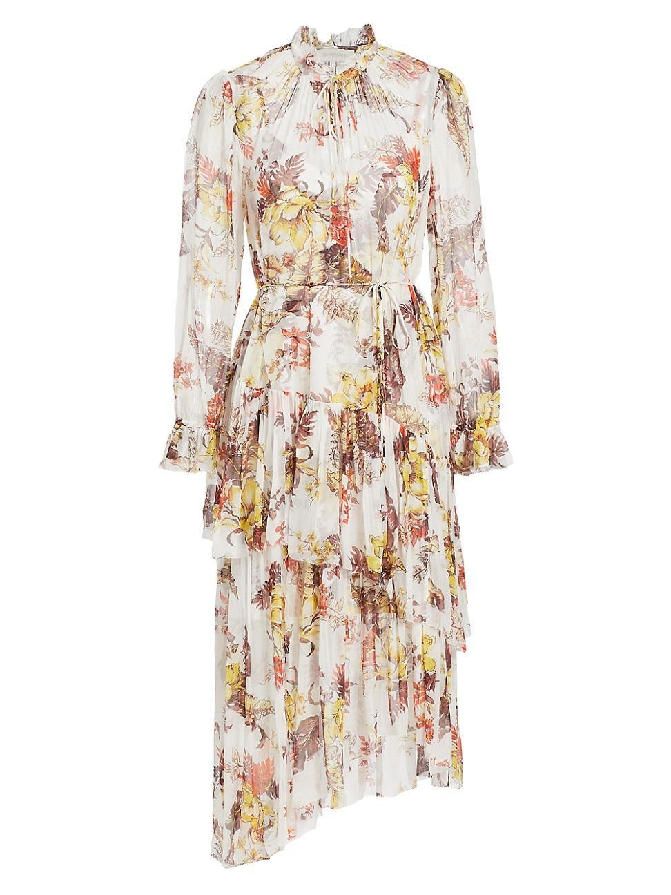 Zimmermann Matchmaker Floral Print Long Sleeve Tiered Dress Product Image