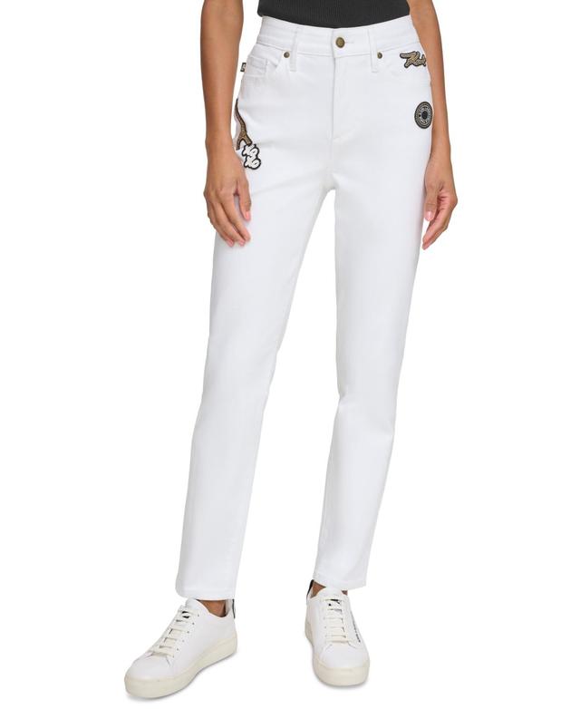 Karl Lagerfeld Paris Womens Logo-Patch Denim Jeans Product Image