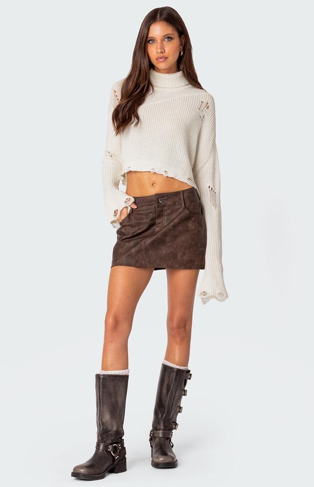 Edikted Women's Euphoria Washed Faux Leather Mini Skirt Product Image