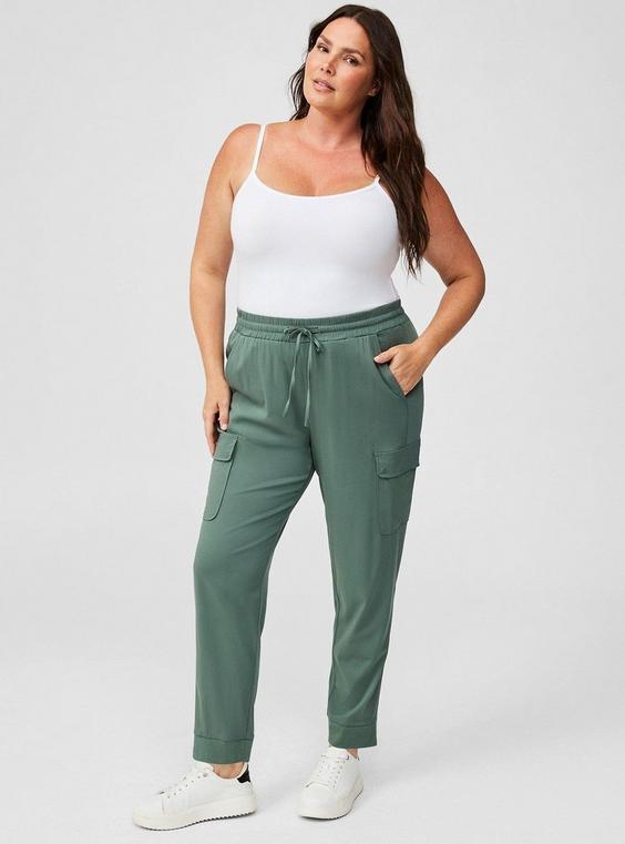 Skinny Relaxed Fit Jogger Stretch Challis Mid Rise Cargo Pocket Pant Product Image