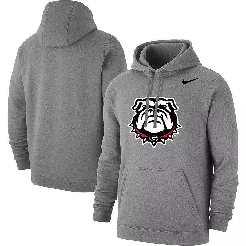 Mens Nike Heather Gray Georgia Bulldogs Logo Club Pullover Hoodie Product Image