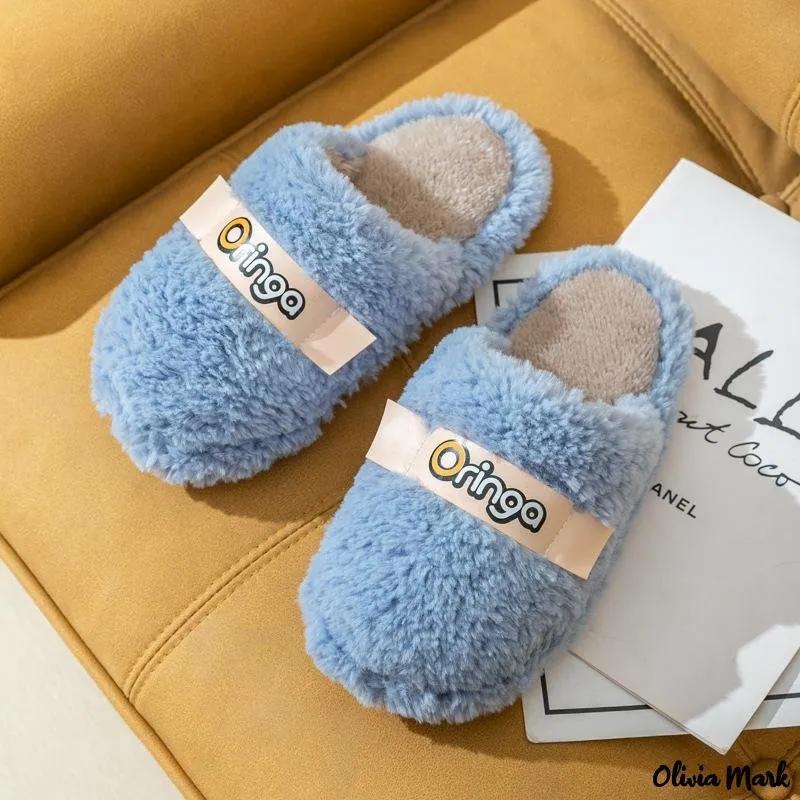 Olivia Mark – Fabric plush cotton slippers winter home simple couple warm home cotton shoes foreign trade Product Image