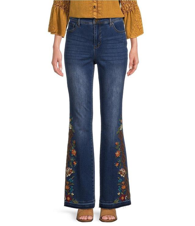 Tru Luxe Jeans Hi-Rise Print Embroidered Stretch Denim Jeans Product Image