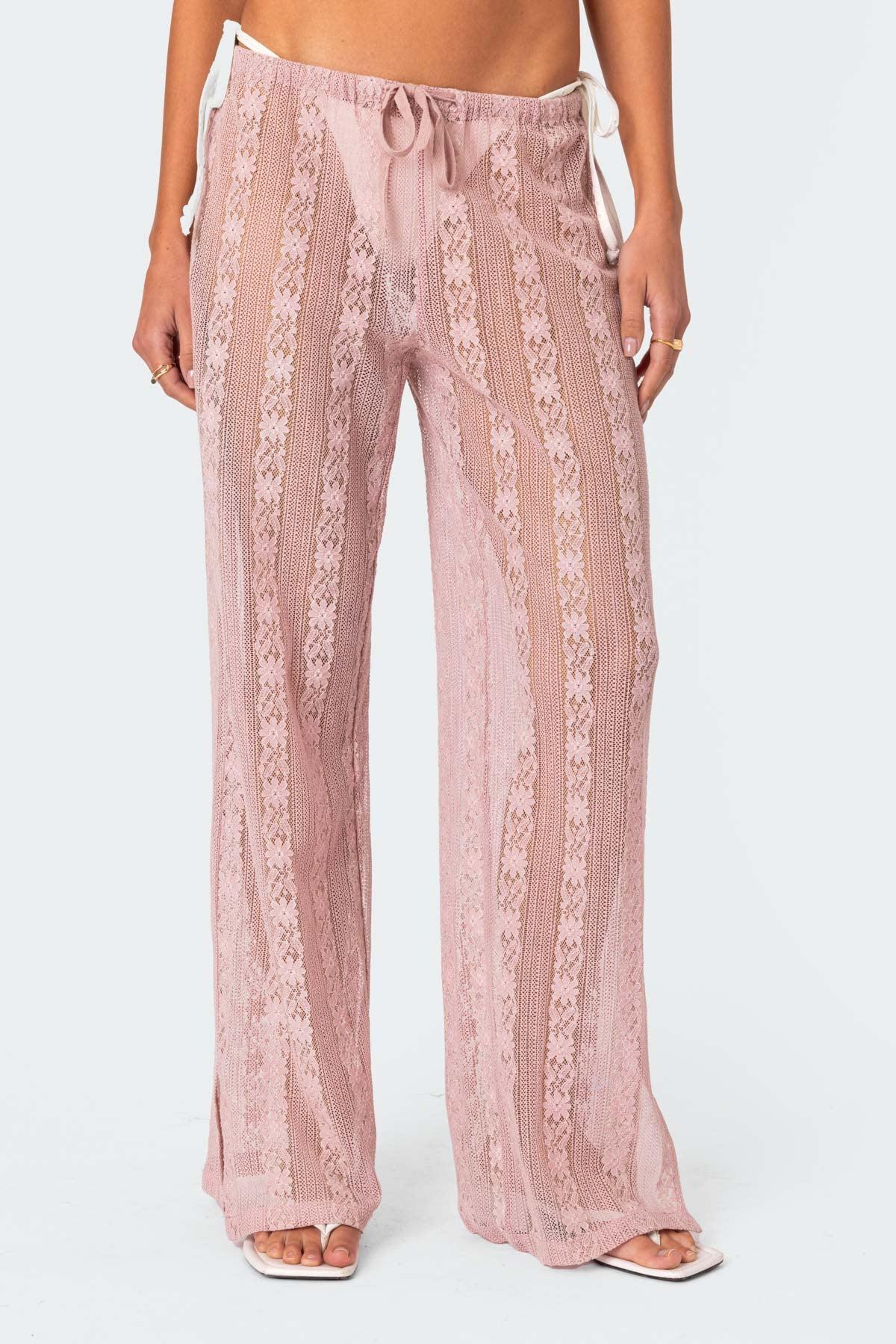 Embroidered Sheer Lace Pants Product Image