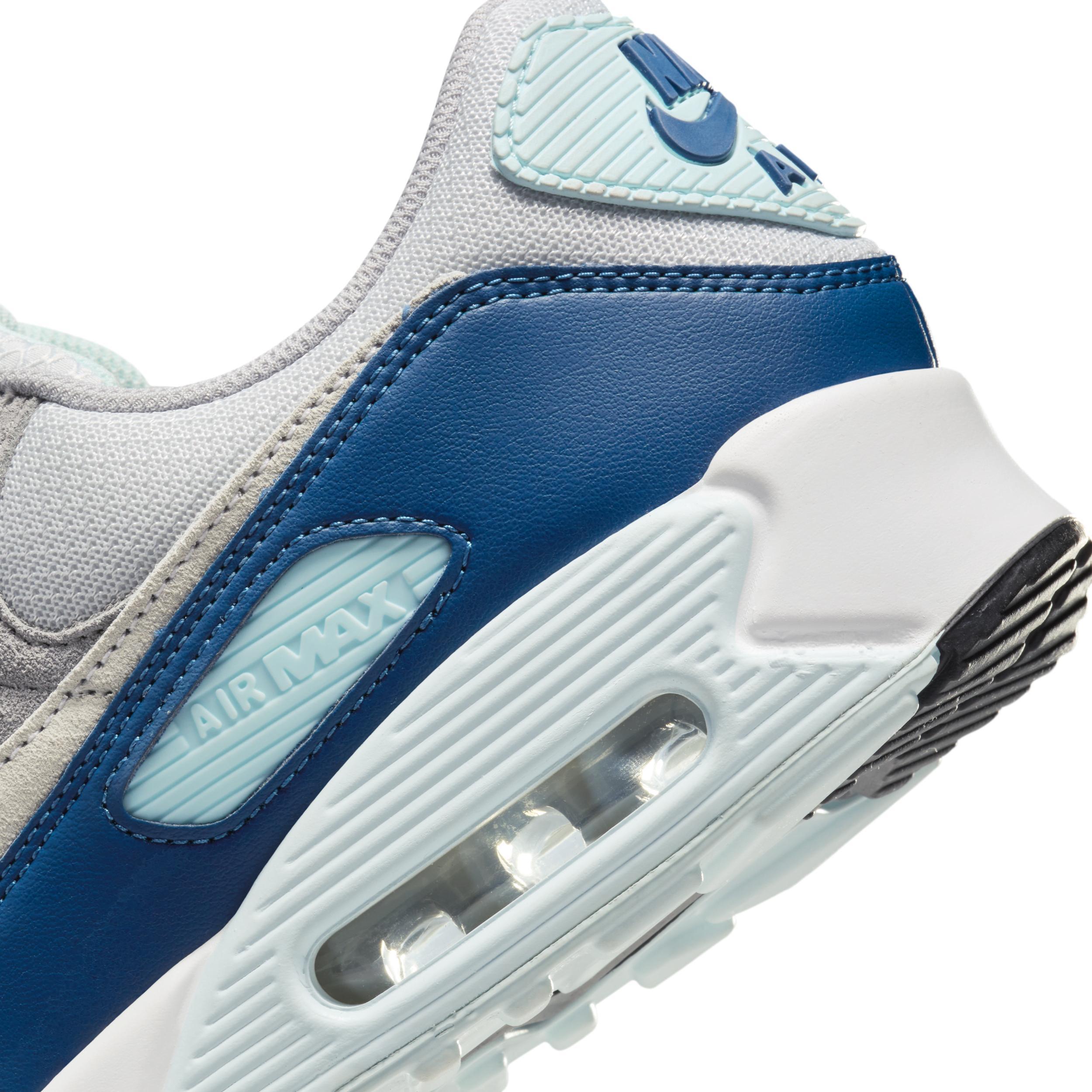 Nike Mens Nike Air Max 90 - Mens Shoes White/Blue/Grey Product Image