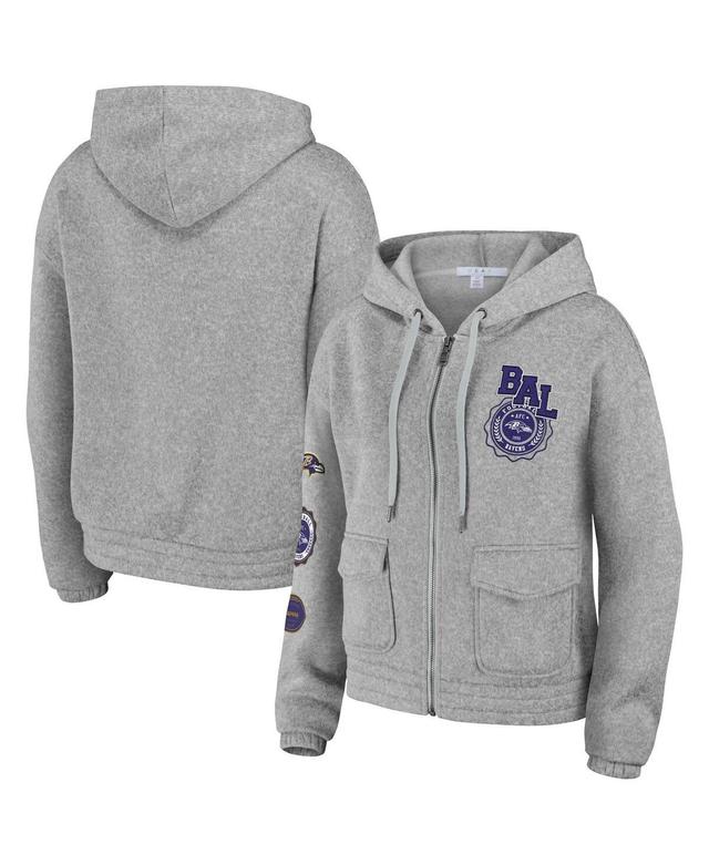 Womens WEAR by Erin Andrews Heather Gray Baltimore Ravens Full-Zip Hoodie Product Image