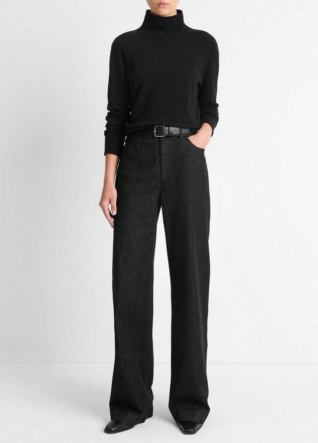 Womens Washed Cotton Denim Double-Waistband Trouser, Washed Black, Size 30 Vince Product Image