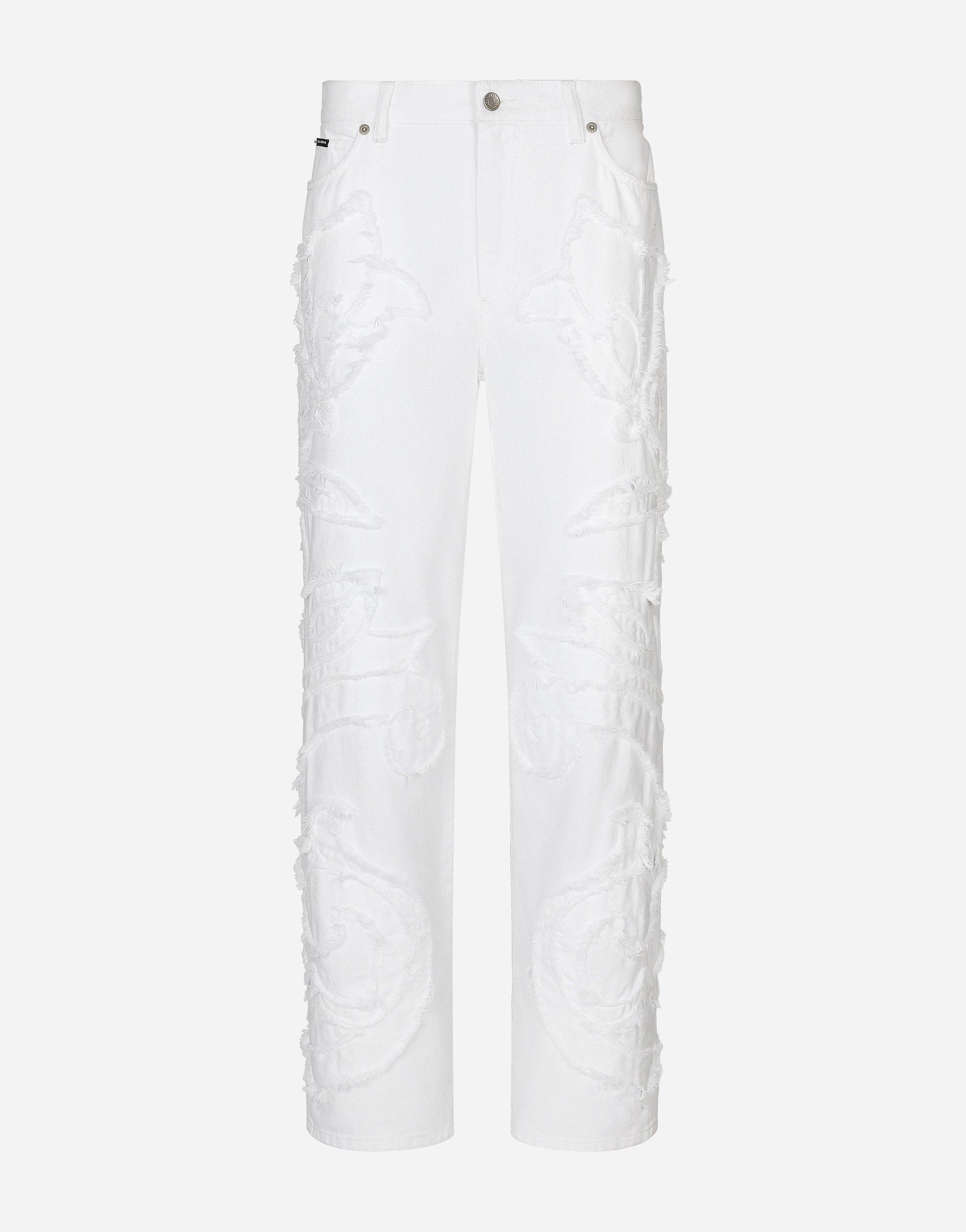 DOLCE & GABBANA Boyfriend Jeans With Embroidery In White Product Image