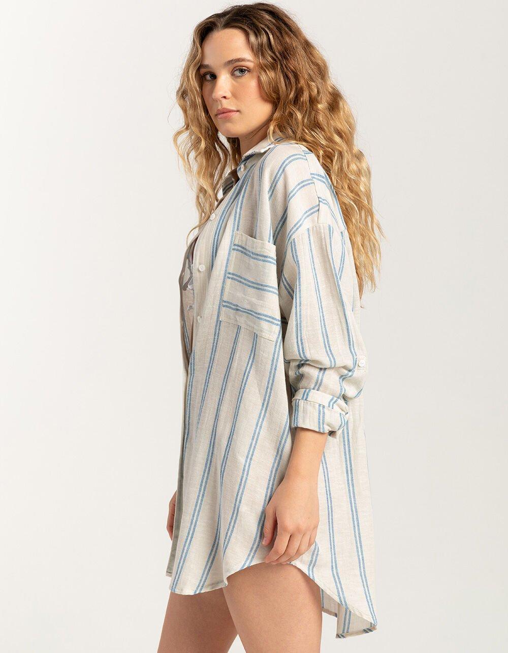 RIP CURL Premium Surf Holiday Womens Stipe Button Up Shirt Product Image