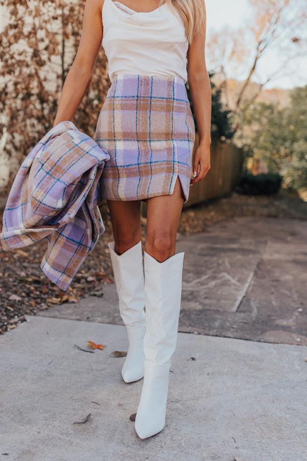 Falling For You Plaid Skirt Product Image