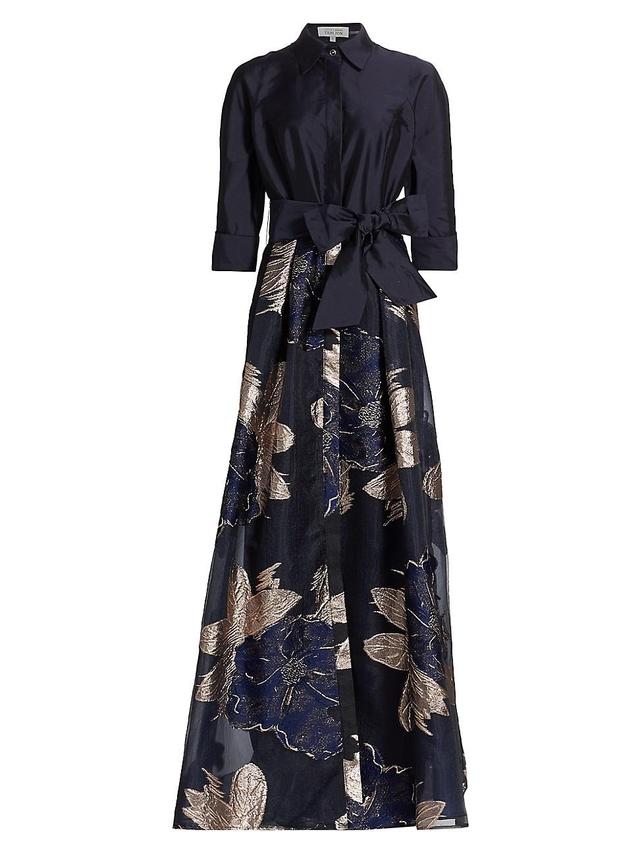 Womens Burnout Floral Taffeta Shirtwaist Gown Product Image