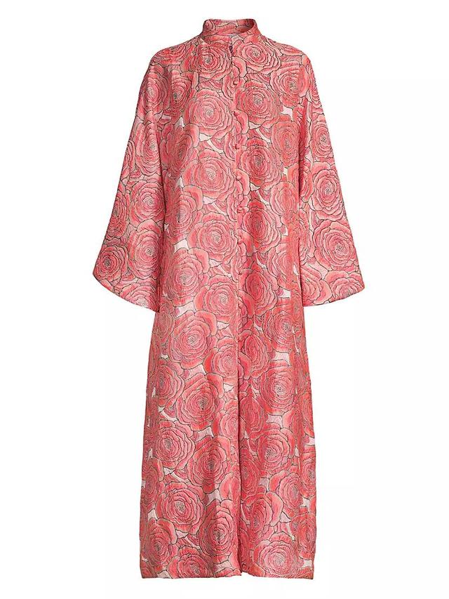 Floral Print Brocade Midi-Dress Product Image