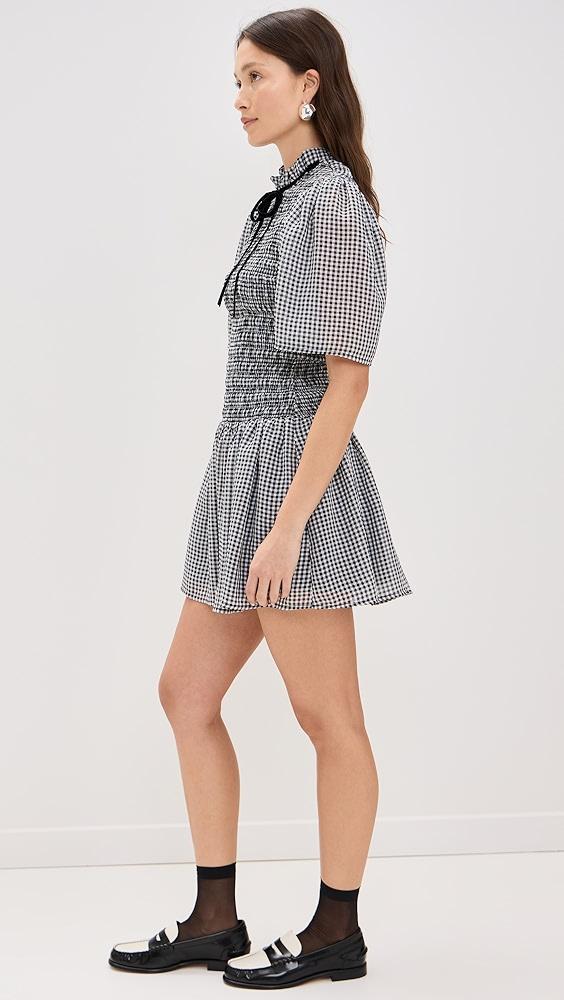 GANNI Sheer Fluid Check Mini Smock Dress | Shopbop Product Image