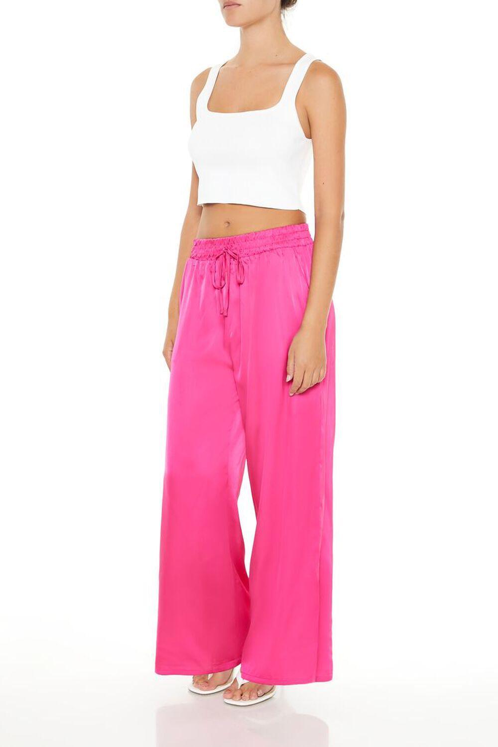 Satin Wide-Leg Drawstring Pants | Forever 21 Product Image