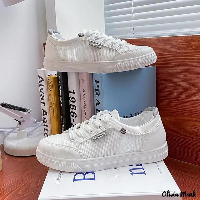 Olivia Mark – Breathable Mesh Low-Top Casual Shoes with White Soles Product Image