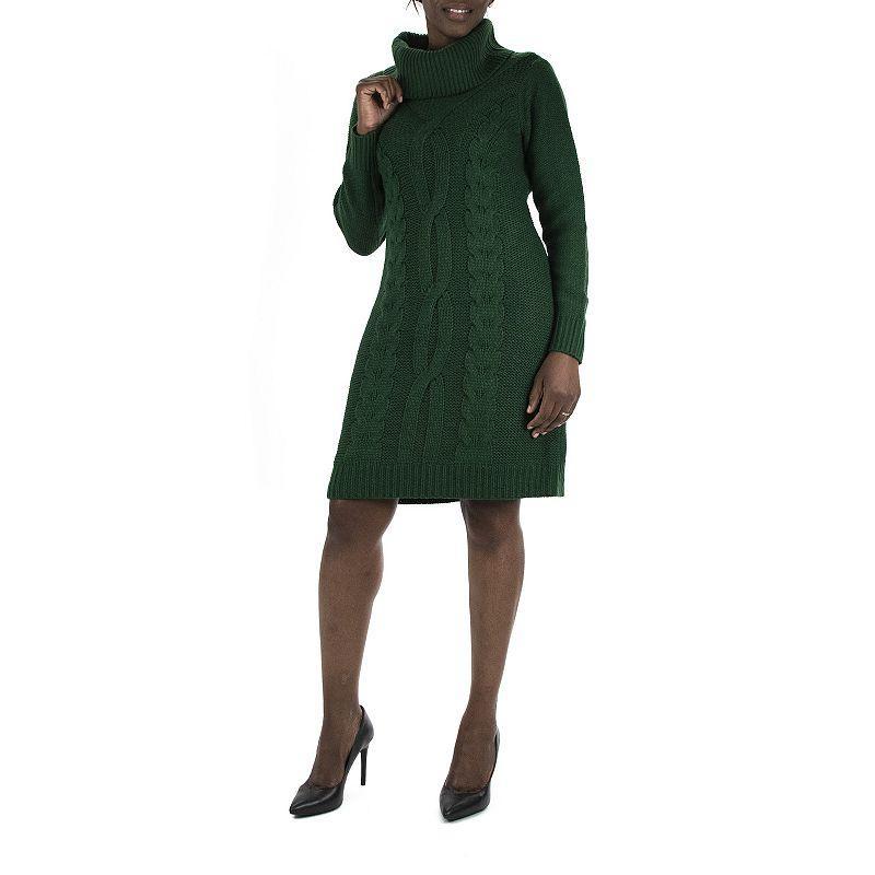 Womens Nina Leonard Cable-Knit Cowlneck Sweater Dress product image