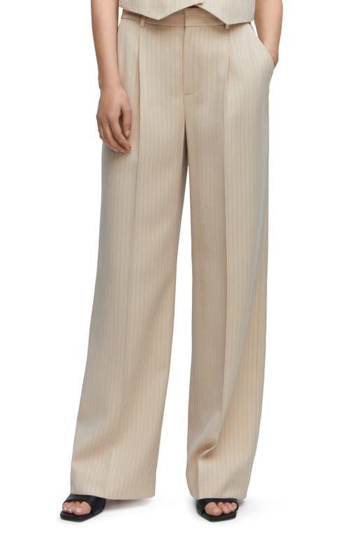 MANGO Pinstripe Wide Leg Trousers Product Image