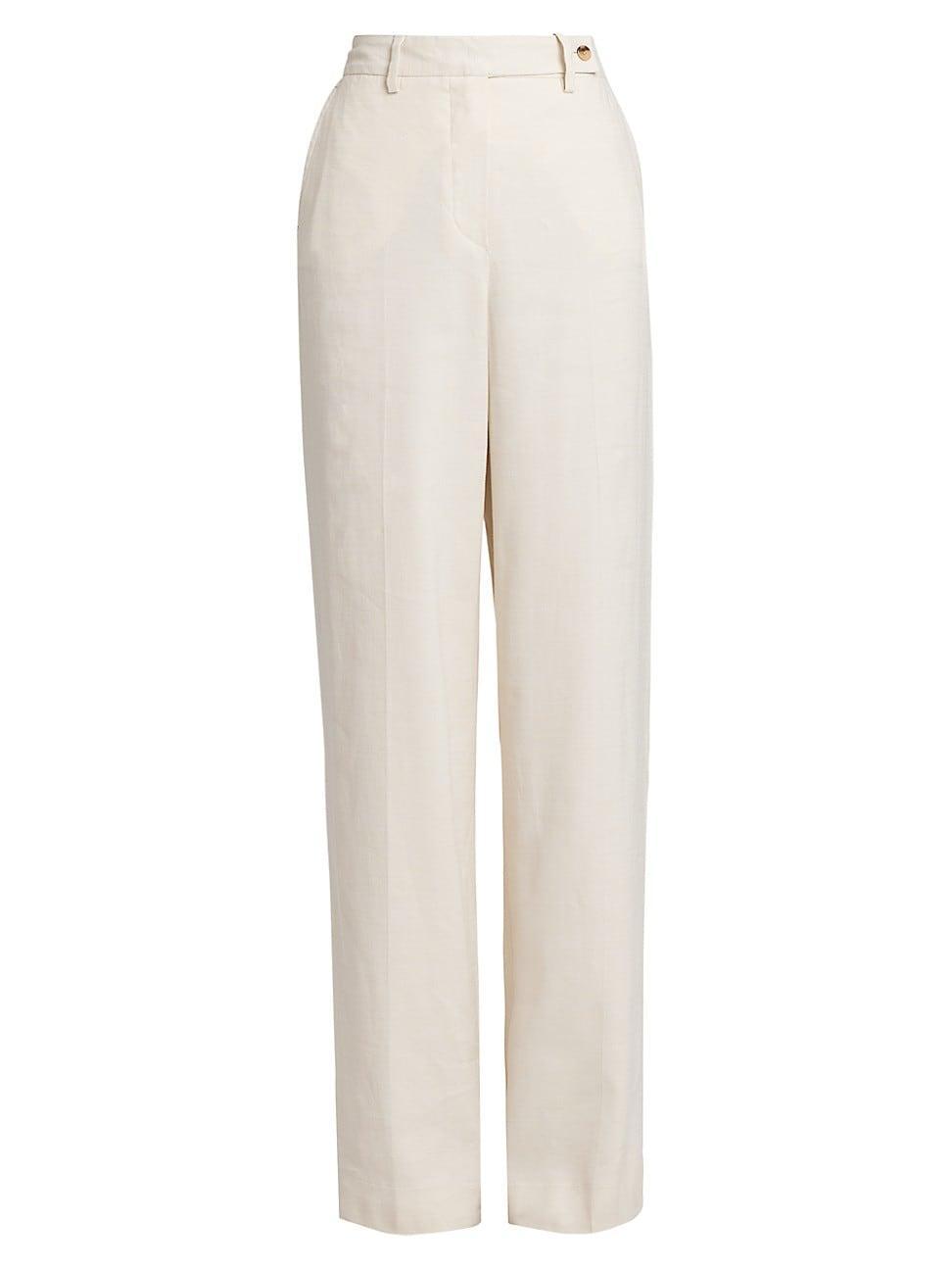 Womens Linen-Blend Relaxed-Fit Trousers Product Image