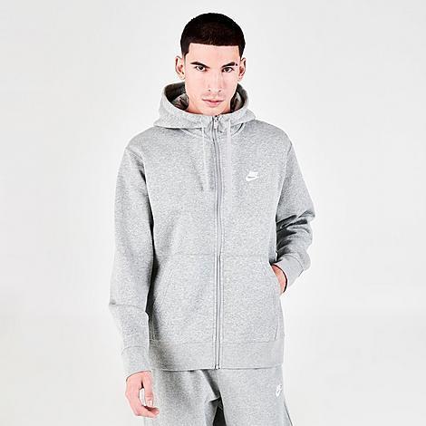 Nike Mens Nike Club Full-Zip Hoodie - Mens White/Dark Grey Heather Product Image