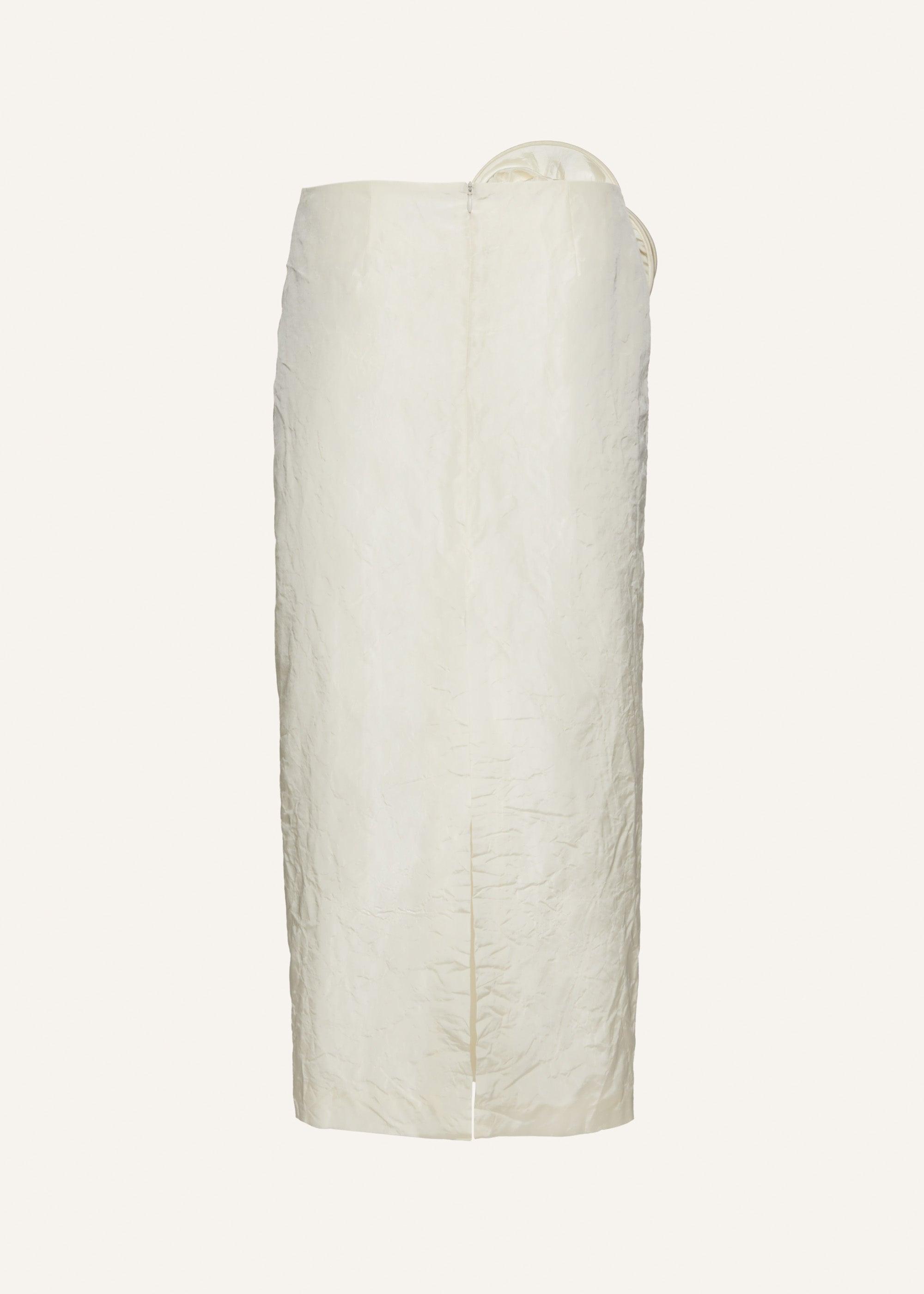 Taffeta rose appliqué midi skirt in cream Product Image