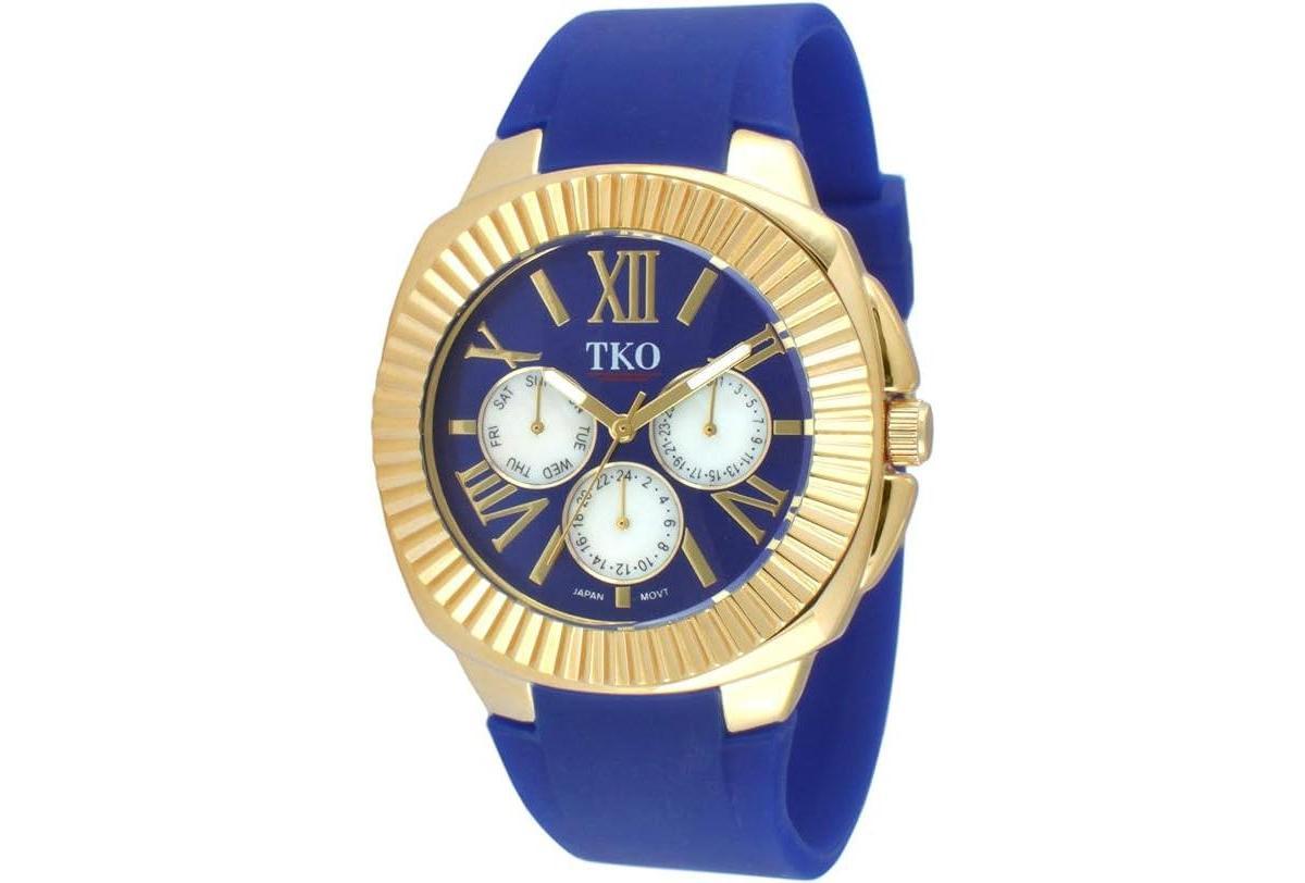 Tko Womens Gold-Tone Blue Multi-Function Watch with Soft Silicone Rubber Band Product Image