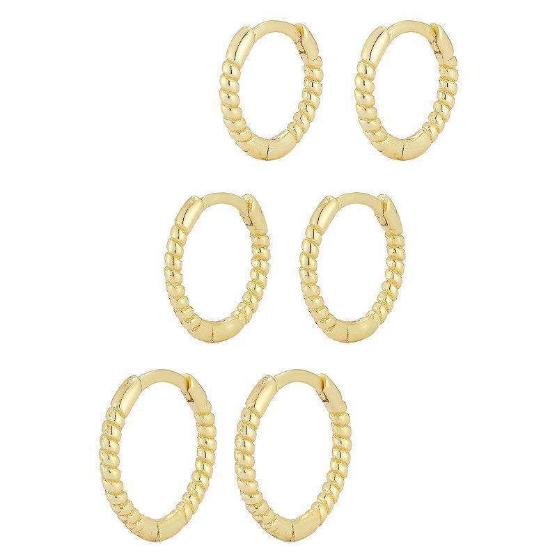 Sunkissed Sterling Triple Huggie Hoop Twist Earring Set, Womens, Gold Tone Product Image