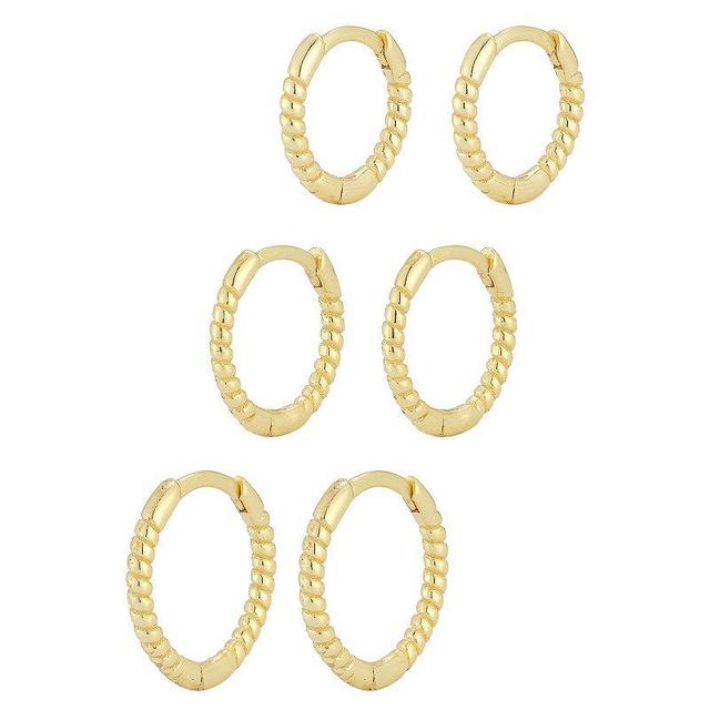 Sunkissed Sterling Triple Huggie Hoop Twist Earring Set, Womens, Yellow Product Image