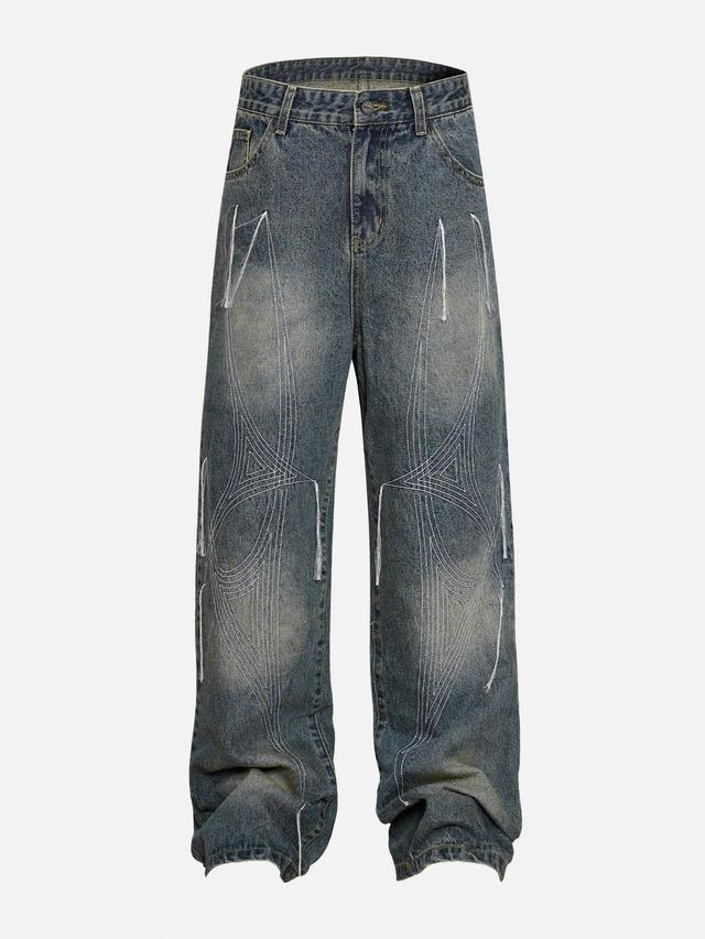 Aelfric Eden Tassel Embroidery Washed Jeans Product Image