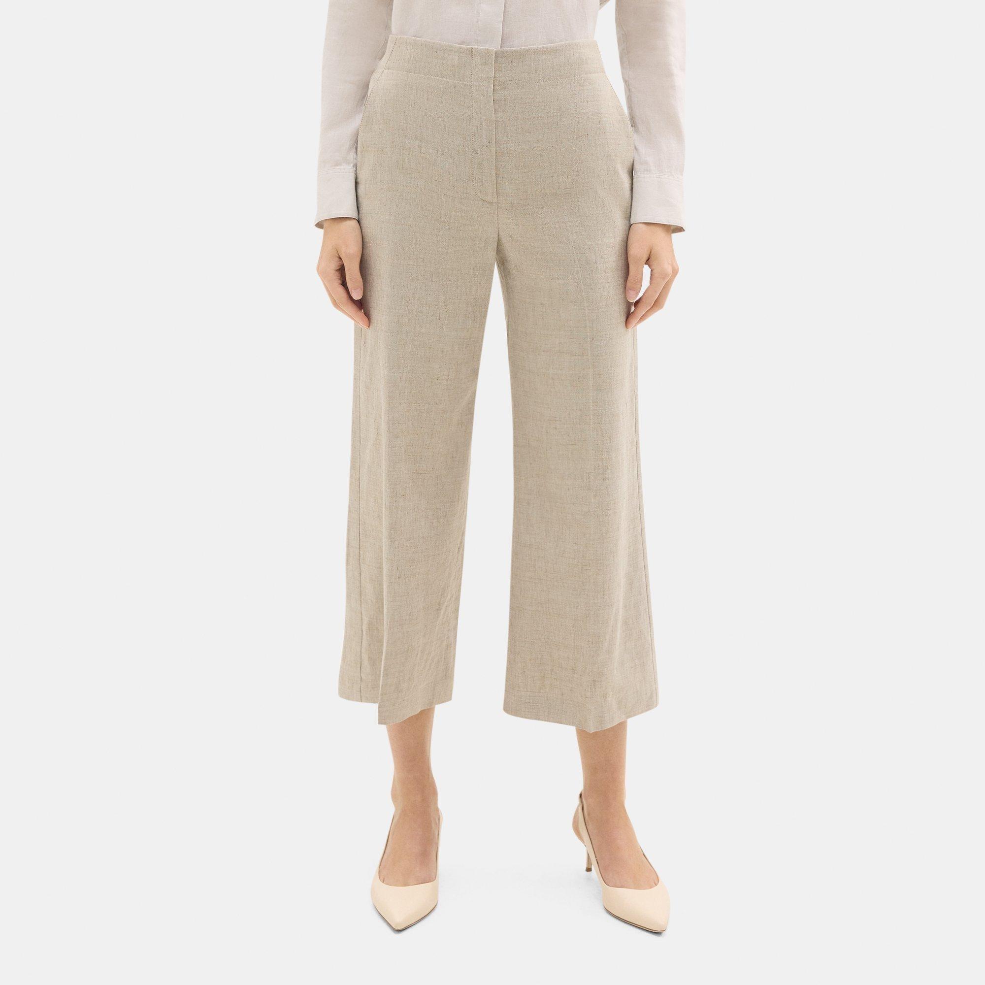 Stretch Linen-Blend Wide-Leg Pull-On Pant | Theory Outlet product image