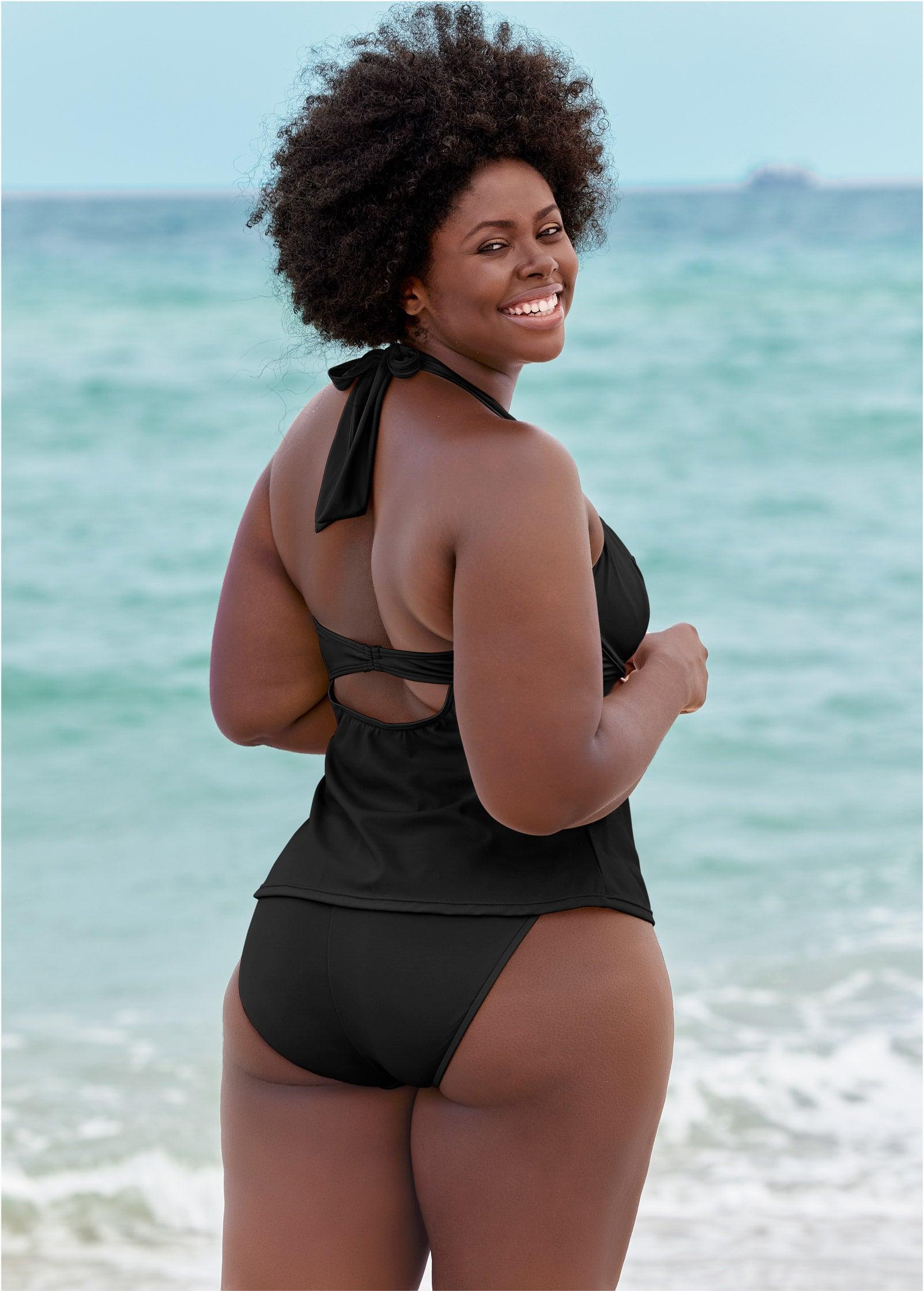 The Uplift Halter Tankini Top - Black Beauty Product Image