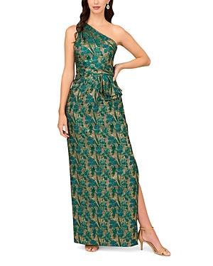 Aidan Mattox Jacquard One Shoulder Sleeveless Gown Product Image