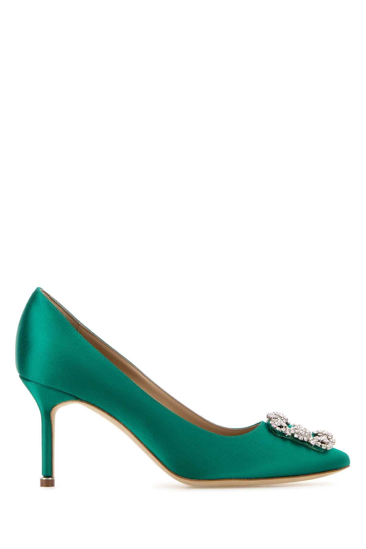 Hangisi Embellished Buckle Pumps In Green Product Image