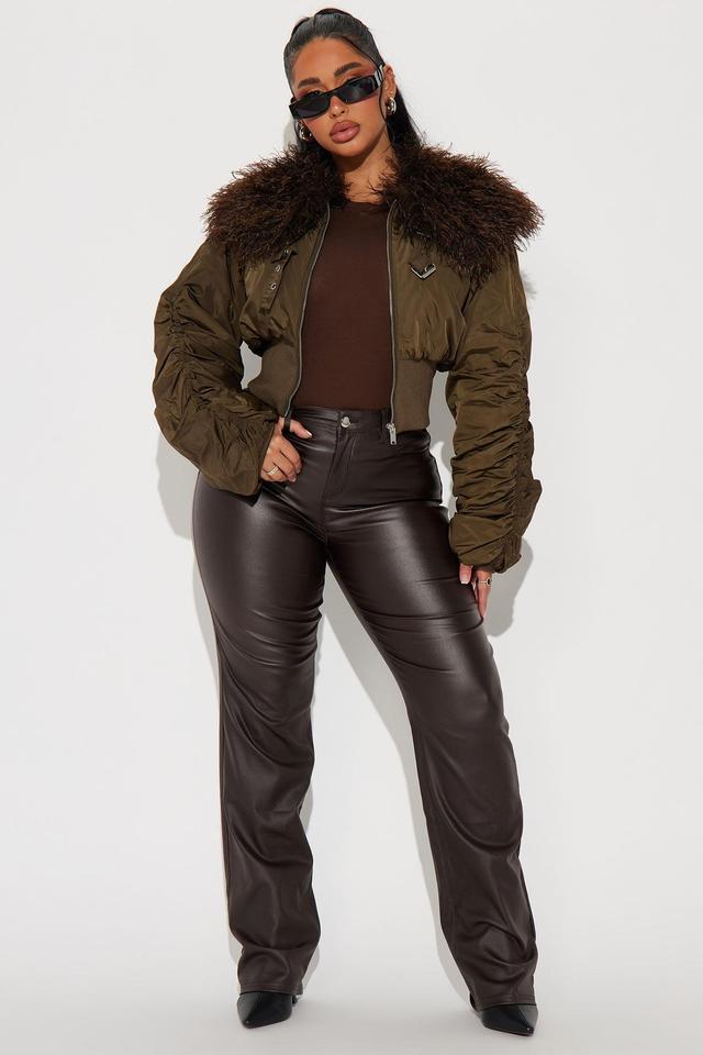 Take The Lead Cropped Puffer - Olive Product Image