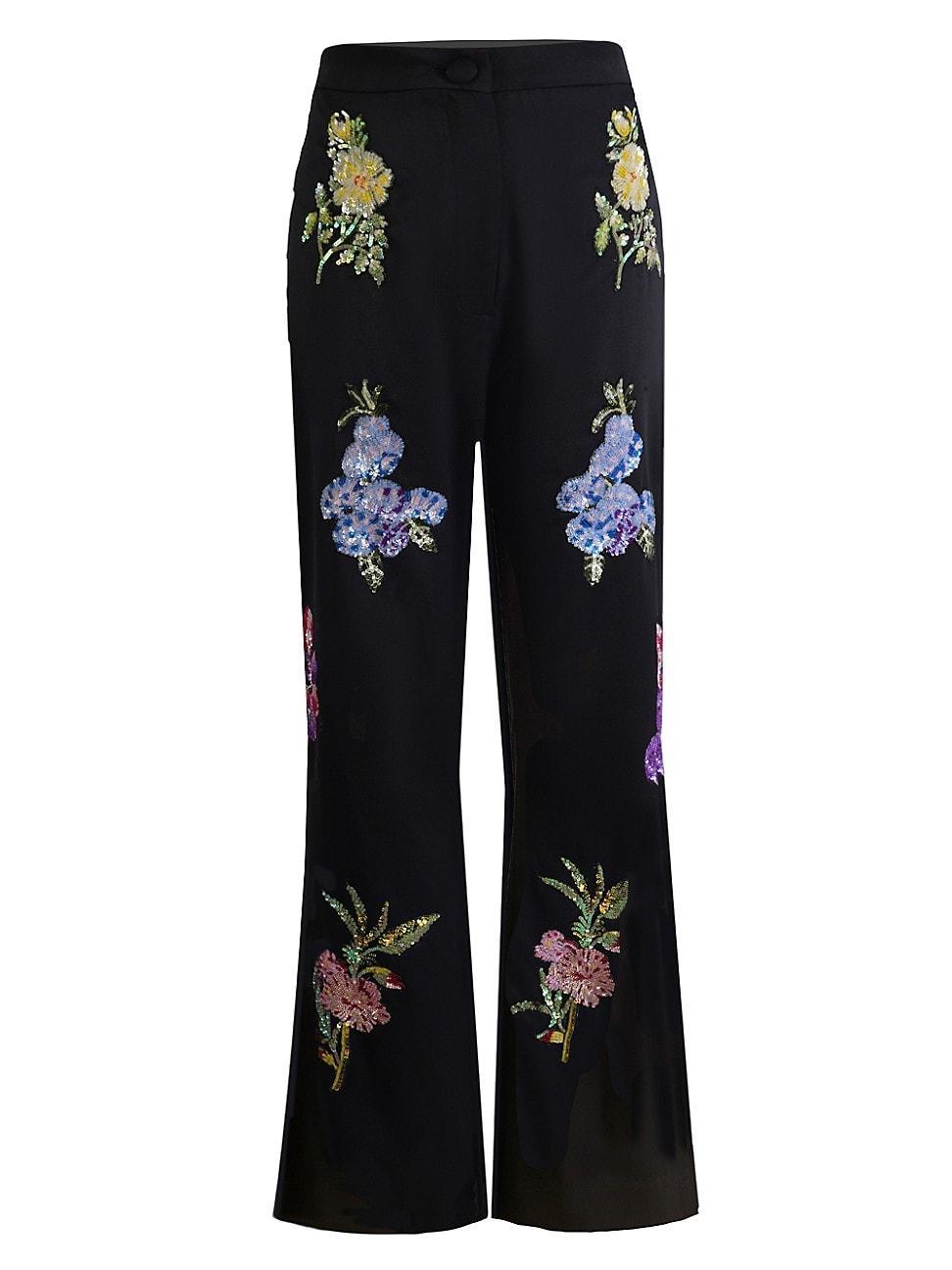 Womens Sequined Floral Pants Product Image