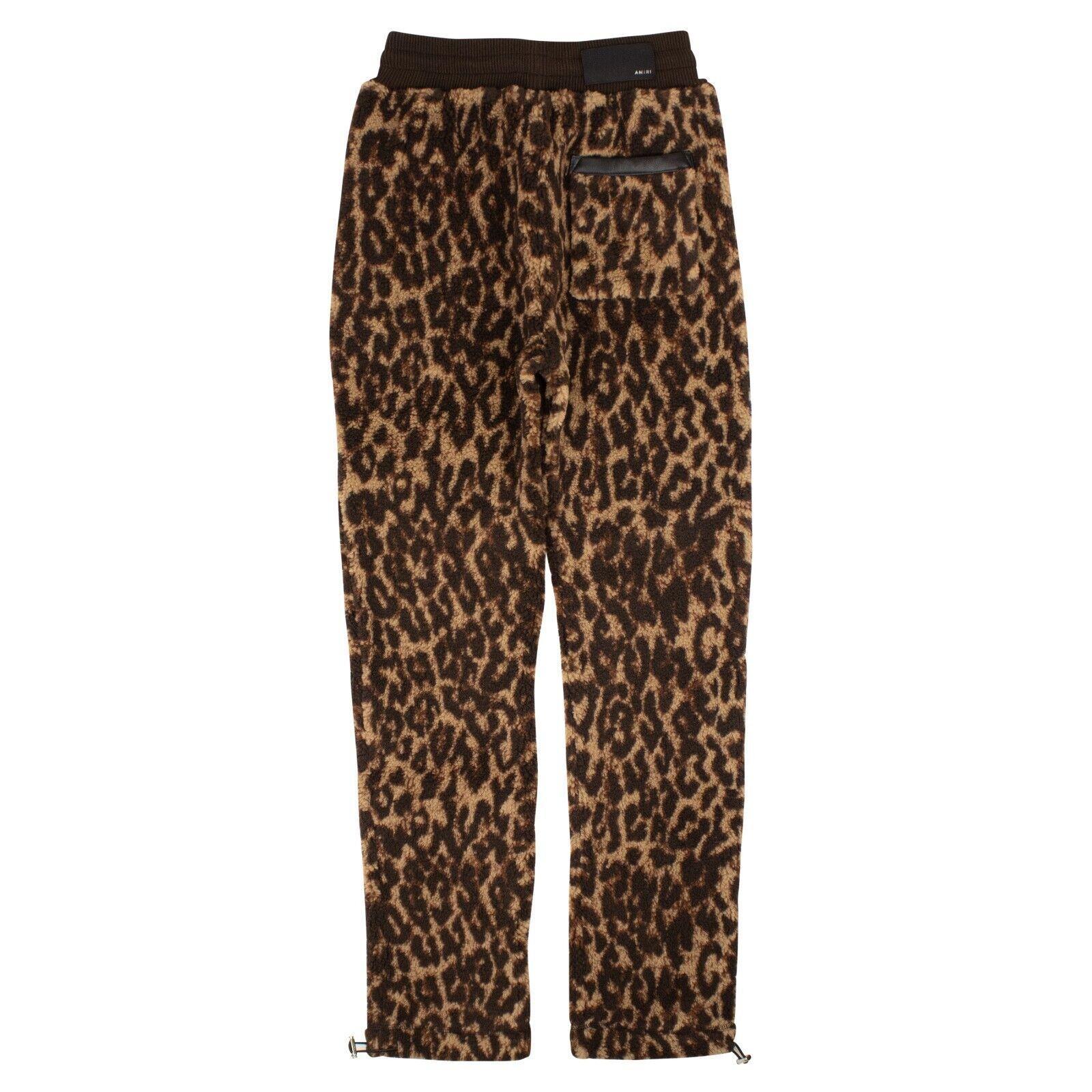 AMIRI Black Printed Leopard Fleece Pants In Brown Product Image