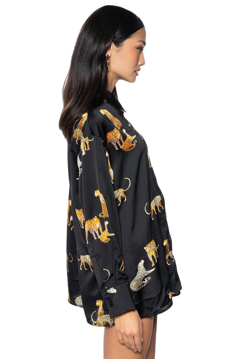 ALL THINGS CHEETAH BUTTON DOWN BLOUSE Product Image