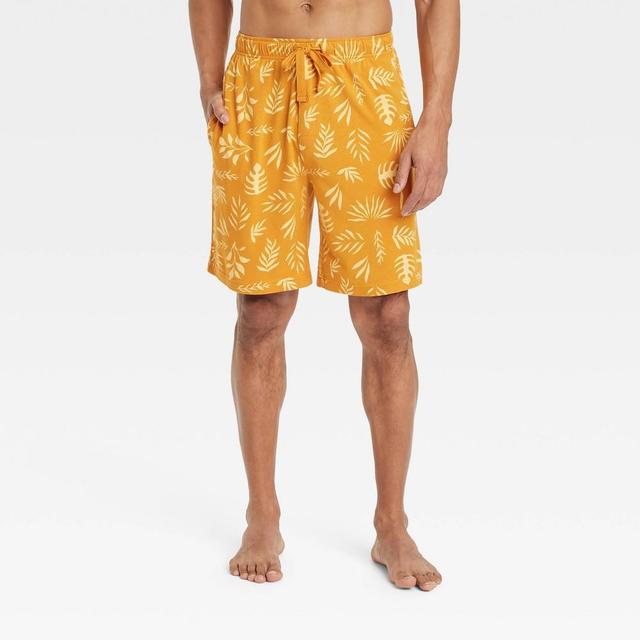 Mens 9 Leaf Print Knit Pajama Shorts - Goodfellow & Co Orange XL Product Image