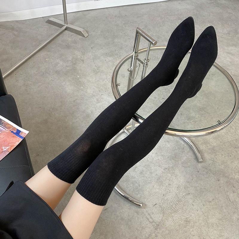 Block Heel Over-The-Knee Knit Boots Product Image