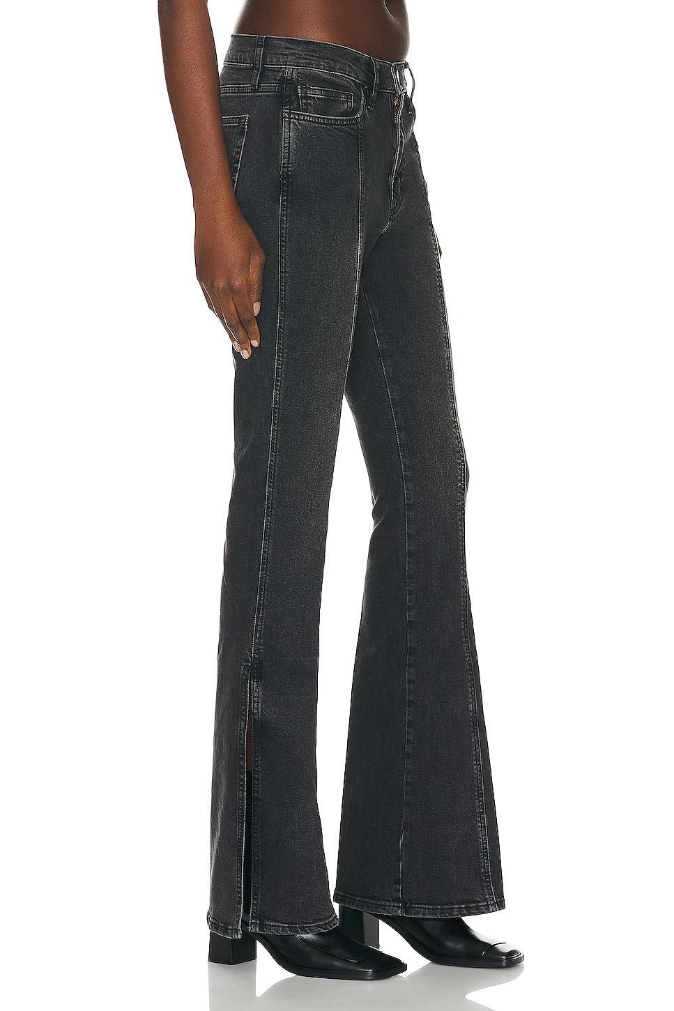 FRAME Le High Flare Side Slit in Obsidian Clean - Black. Size 30 (also in 29). product image