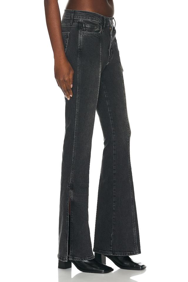 FRAME Le High Flare Side Slit in Obsidian Clean - Black. Size 30 (also in 29). Product Image