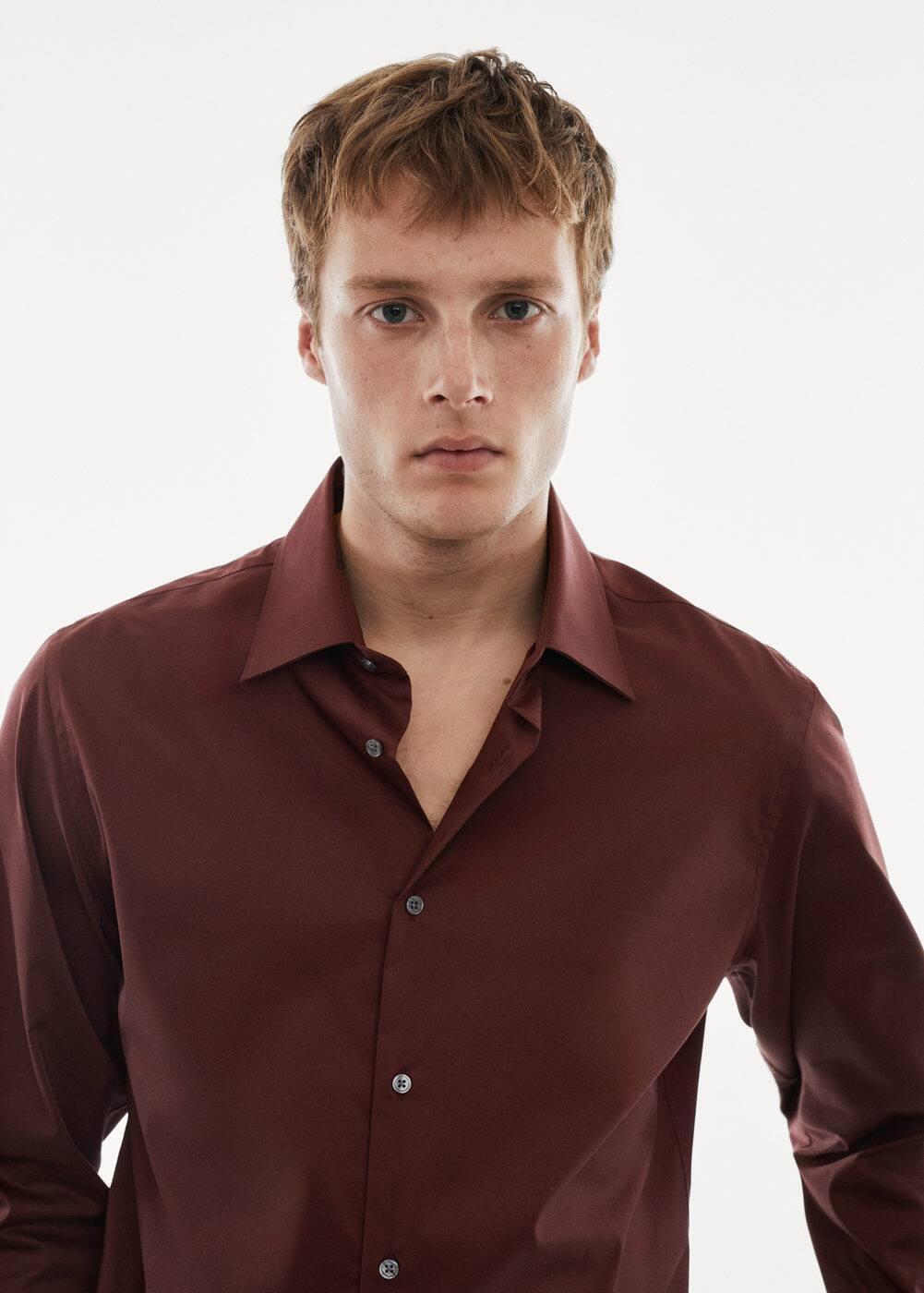 MANGO MAN - Regular-fit stretch cotton shirt maroonMen Product Image