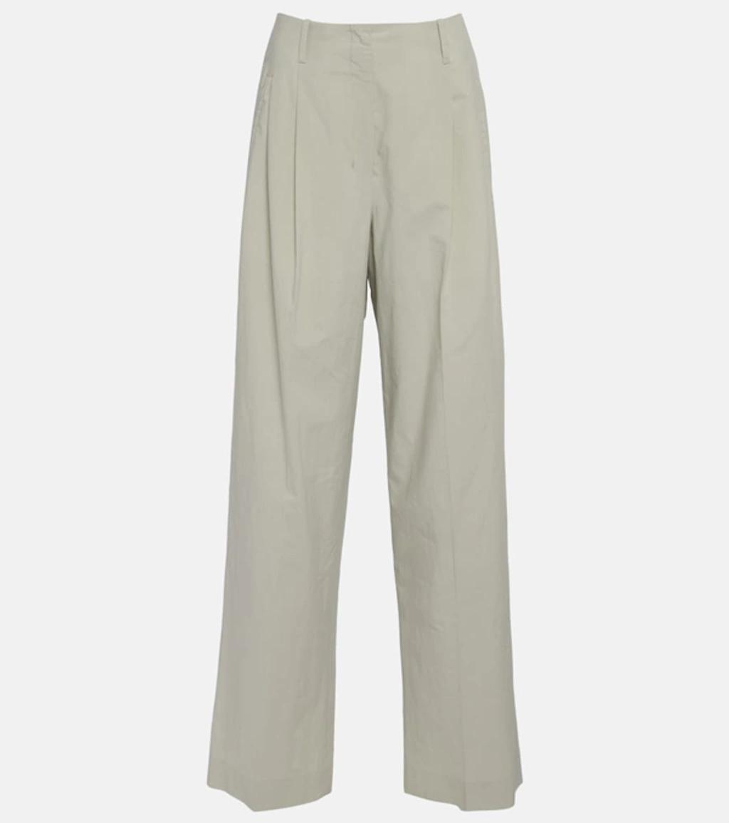 THE ROW Gaugin High-rise Wide-leg Cotton Pants In Stone product image