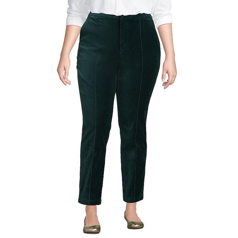 Lands End Womens Velvet High Rise Pin tuck Pencil Ankle Pants Product Image