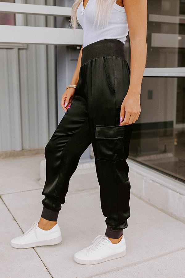 Miles To Go High Waist Satin Joggers Product Image