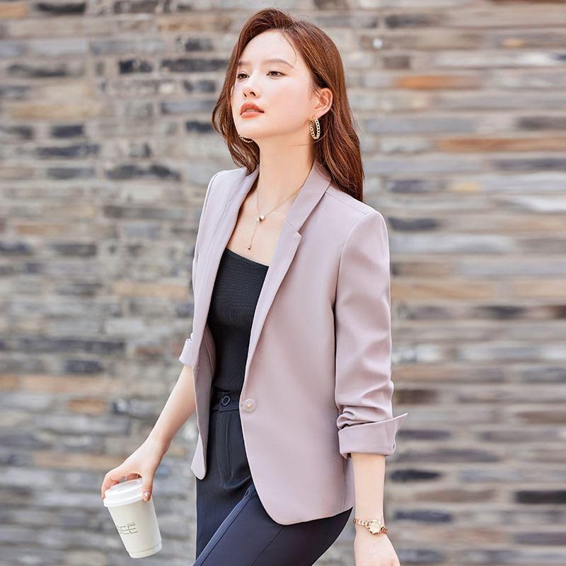 Lapelled Plain Single Breasted Blazer Product Image