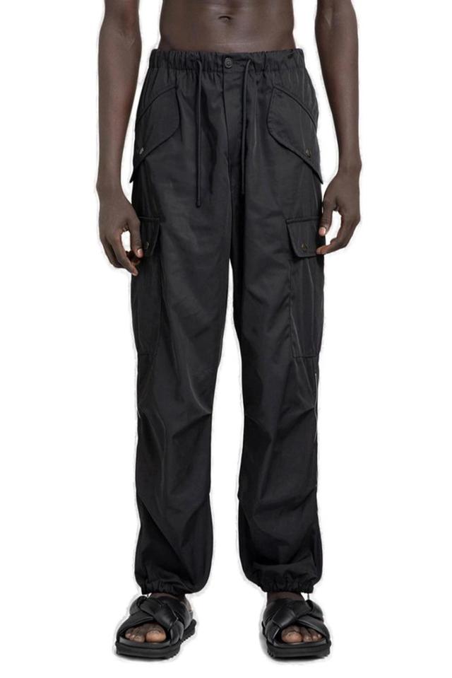 Water Repellent Drawstring Cargo Trousers In Black Product Image