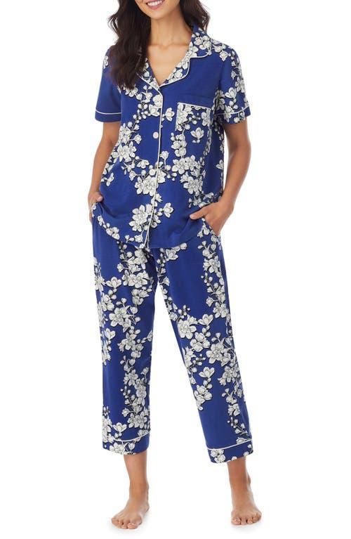 Bedhead PJs Short Sleeve Cropped PJ Set (Cotton Spandex) (Navy Shadow Blossom) Women's Pajama Sets Product Image