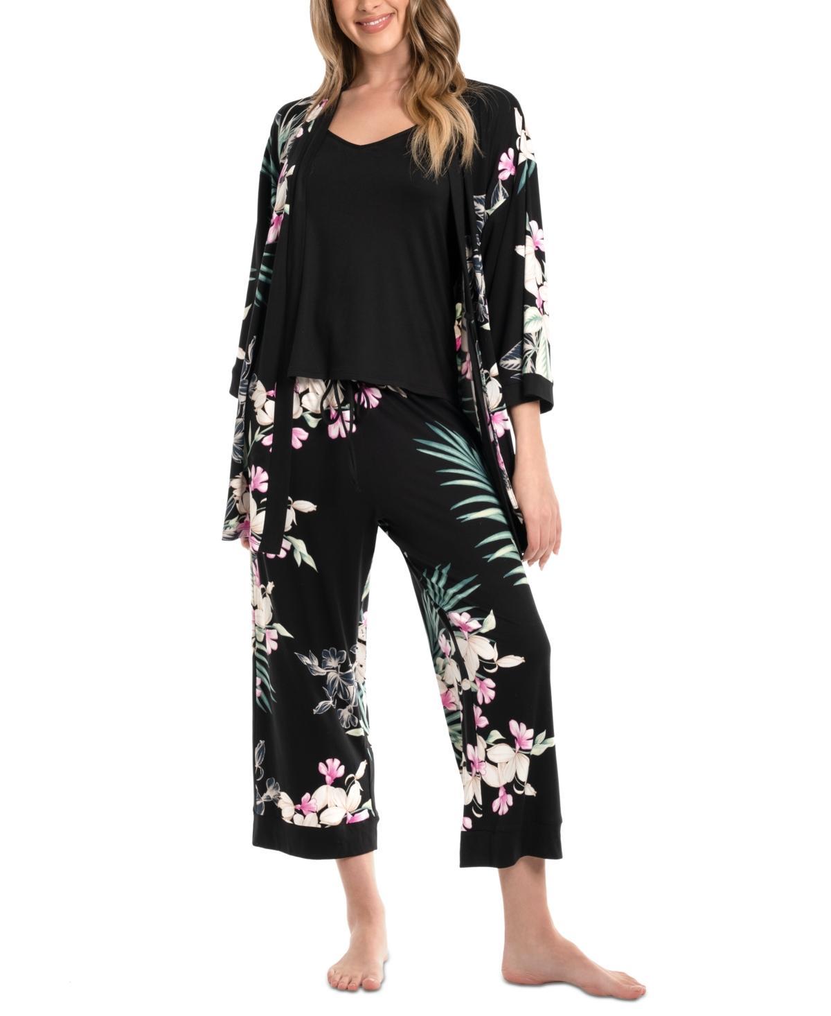 Linea Donatella Womens 3-Pc. Printed Travel Sleep Set Product Image